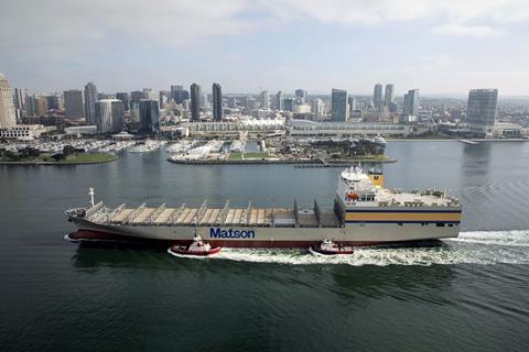Con-ro Matsonia, built by General Dynamics NASSCO in San Diego, and one of the few Jones Act mercantile completions in 2020.(credit: NASSCO).